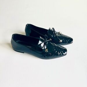 Alexander McQueen Black Patent Leather Bow Flats size 230, US 5